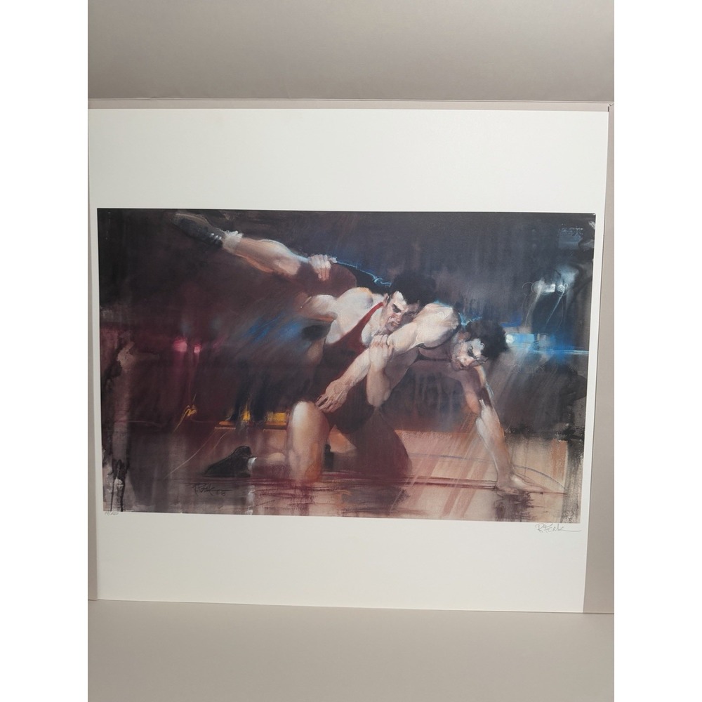 VTG Limited edition lithograph, Wrestling, 1983 Olympics, Robert Peak 99/550